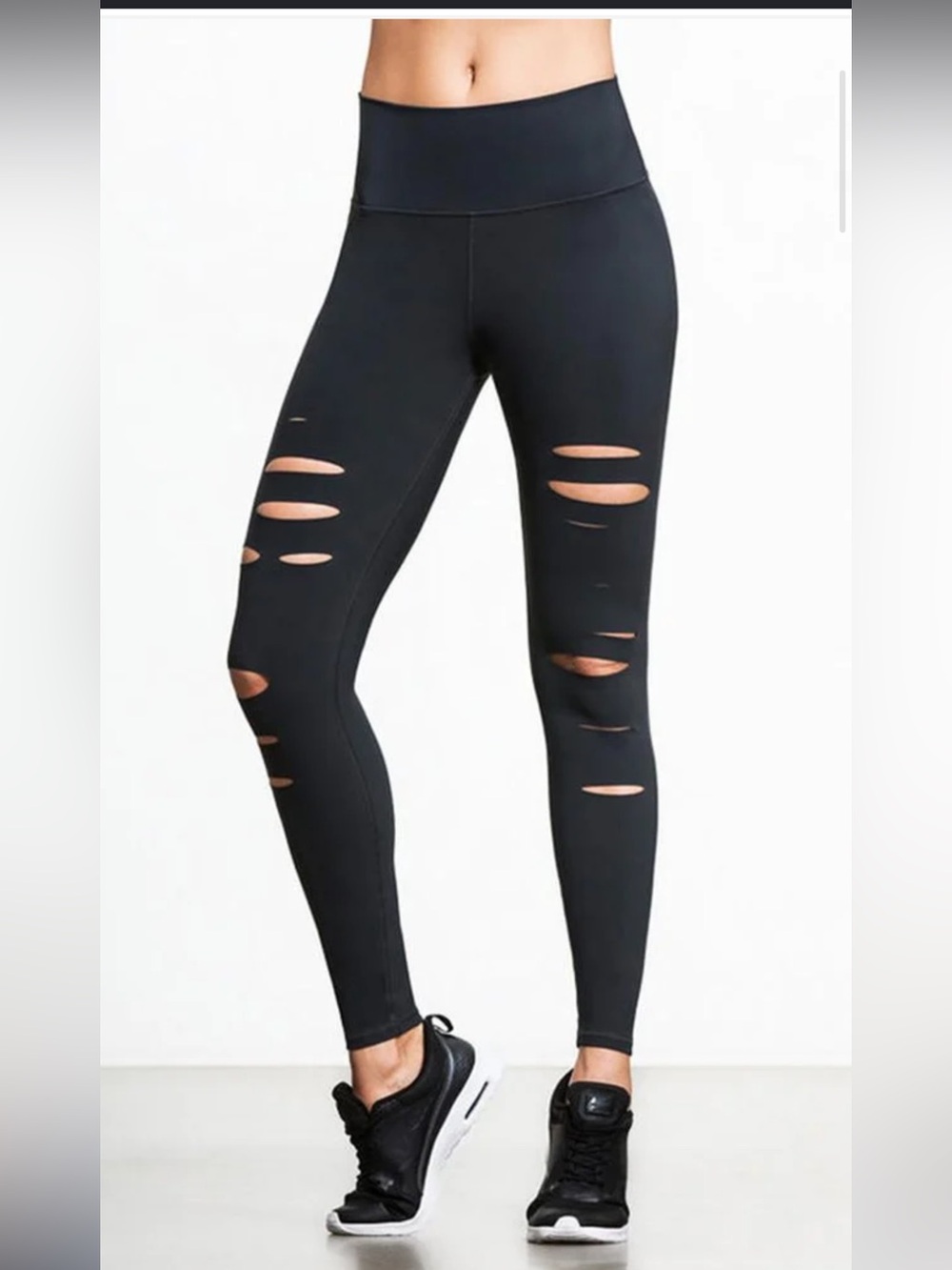High-Waist charcoal Ripped Leggings